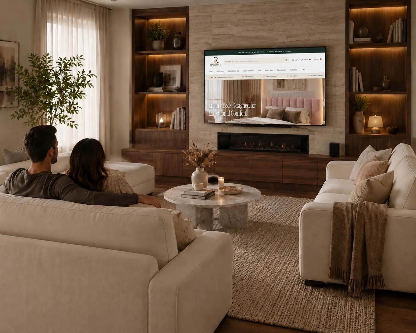 Rabbora Living sofa styled in a considered, comfortable living room