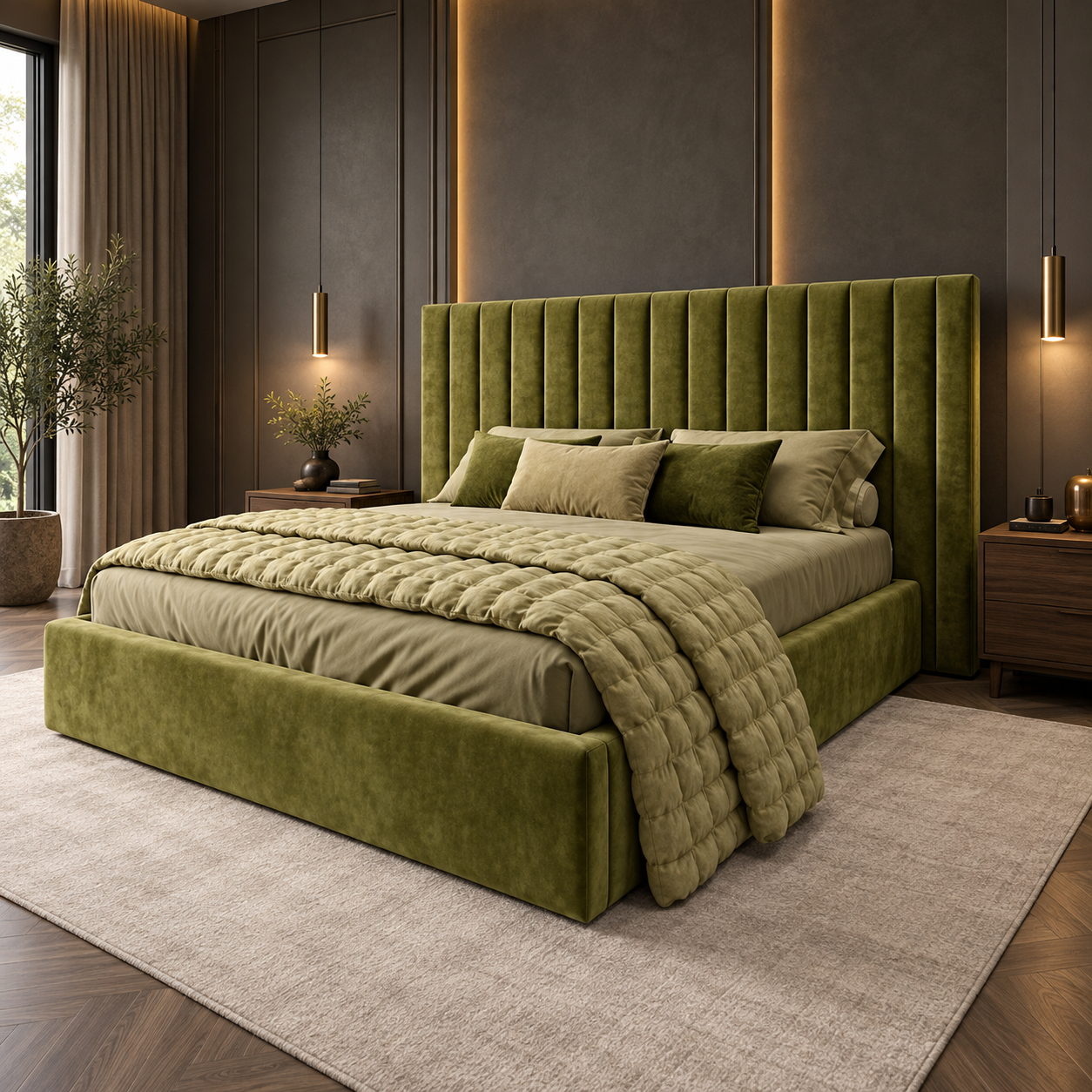 Rabbora Duke Slatted Luxury Wide Headboard Bed