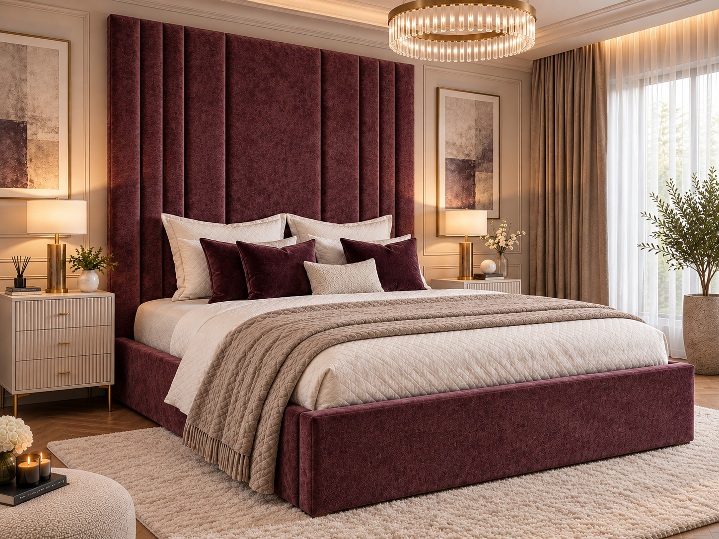 Rabbora New York Slatted Tall Headboard Bed
