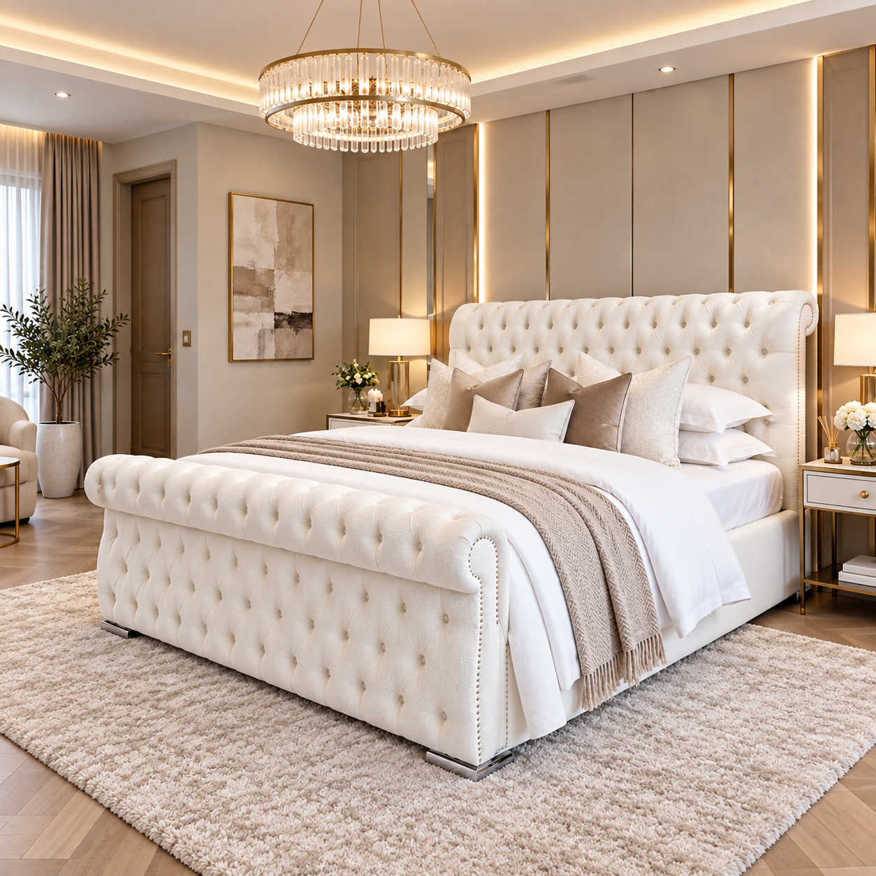 Rabbora Sheffield Slatted Upholstered Bed