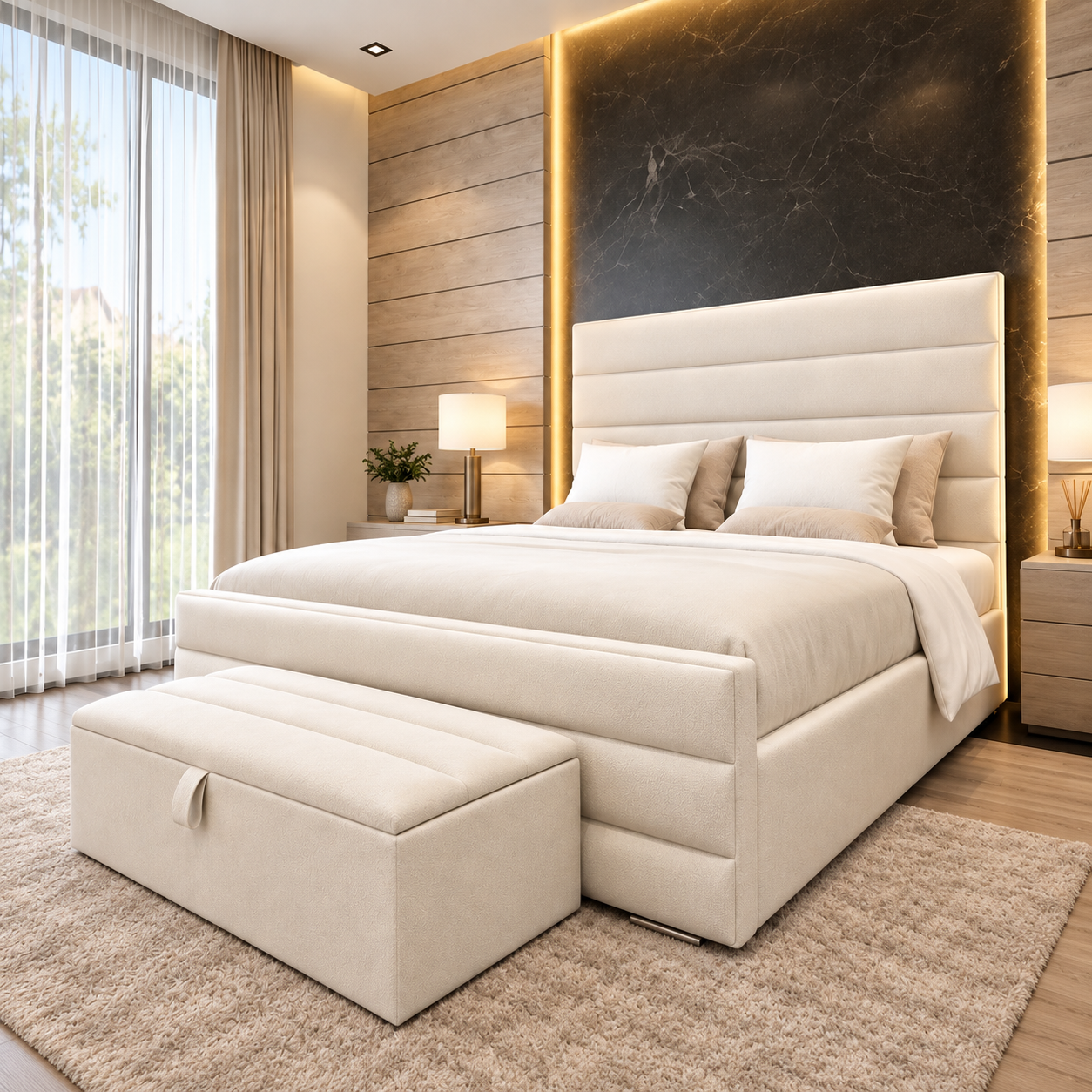 Rabbora Venice Slatted Linear Ottoman Bed