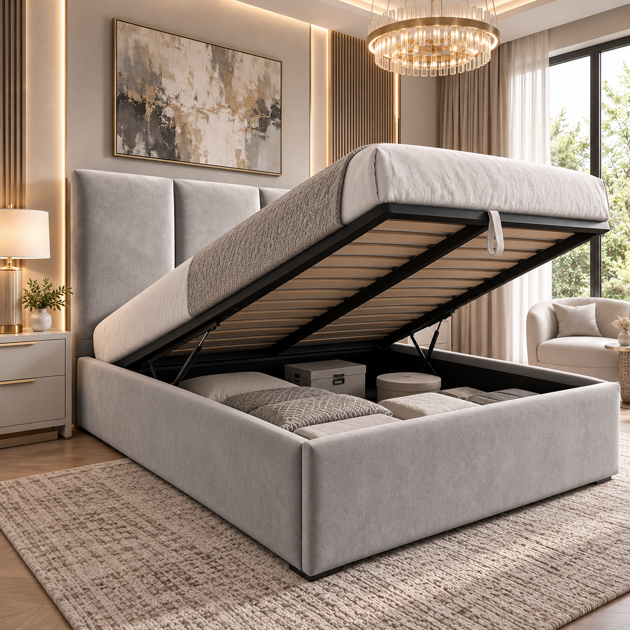 Gas-lift ottoman storage base