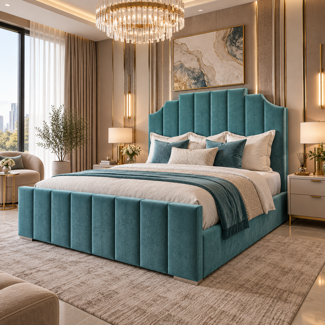 Rabbora Skyscraper Slatted Art Deco Bed