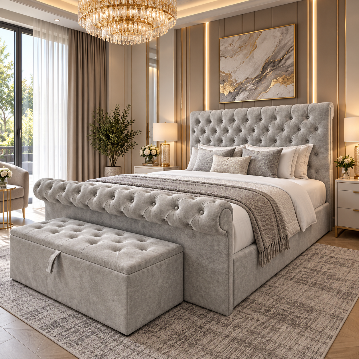Rabbora Sheffield Slatted Studded Bed